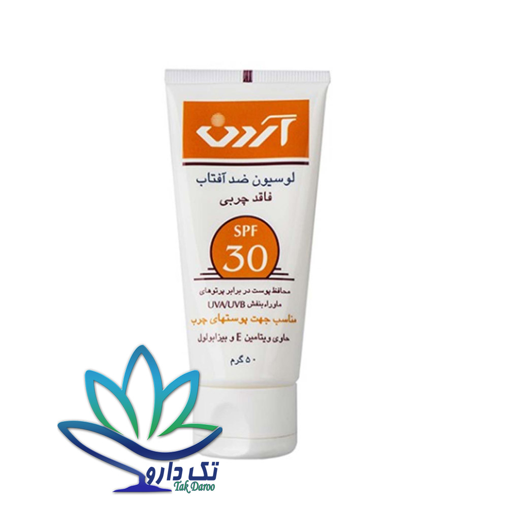 لوسیون ضدآفتاب آردن SPF30 فاقد چربی حجم 50 گرم لوسیون ضدآفتاب آردن SPF30 فاقد چربی حجم 50 گرم